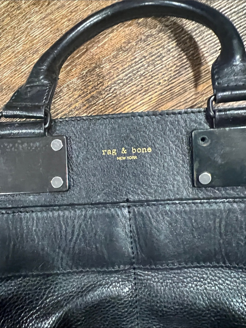rag & bone Black Leather handbag with Dual Handles - Picture 5 of 7